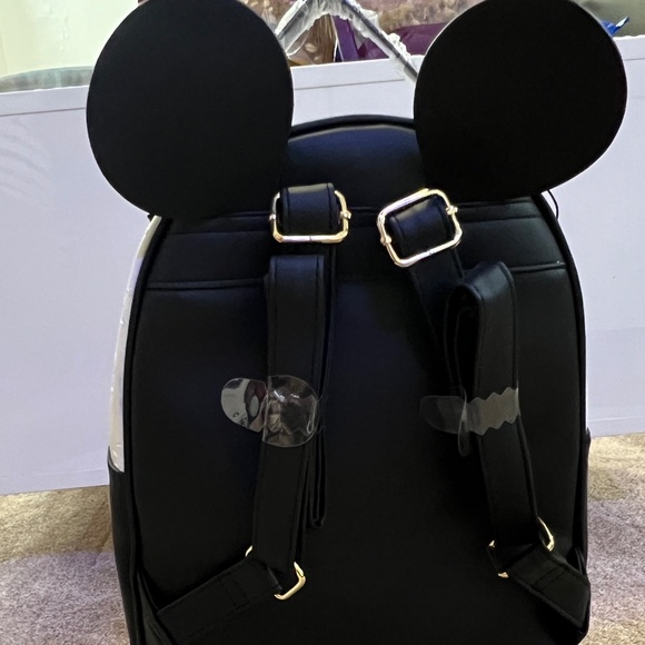 Disney Mickey Mouse Black - White Backpack | Mickey Mouse Ears Bag | Never Used - Picture 2 of 4